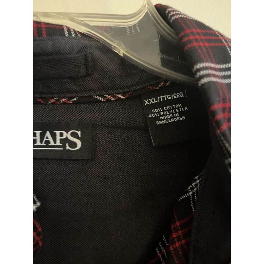 CHAPS Ralph Lauren 2XL TTG Mens Long Sleeve Red Black and White Checkered Shirt - Picture 2 of 9